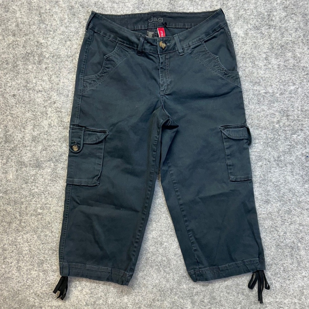 Vintage Jag Jeans Cargo Capri Pants Women 16 Black Utility Cropped Western Glove